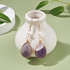 Natural Amethyst Teardrop Dangle Earrings with Natural Pearl EJEW-JE04850-01-2