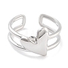 Non-Tarnish 304 Stainless Steel Heart Open Cuff Rings for Women RJEW-K273-11P-2