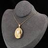 304 Stainless Steel Oval Locket Pendant Cable Chain Necklaces for Women NJEW-M050-04D-G-3