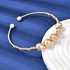 Brass Wire Wrapped Natural  Pearl Cuff Bangles for Women BJEW-D453-06G-3