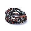 Three Loops Frosted Natural Gemstone Beads Wrap Bracelets BJEW-JB04246-1