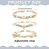 3Pcs 3 Styles Brass & Rhinestone & ABS Imitation Pearl Cuff Rings for Women RJEW-LP0010-02-2