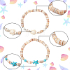 4Pcs 2 Styles Starfish & Tortoise Natural Freshwater Shell with Synthetic Turquoise Beads Stretch Bracelets for Men Women BJEW-PA0001-05-4