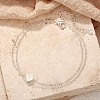 201 Stainless Steel Heart with Initial Charm Double Layer Anklets for Women FS-WG0EC0A-10-1