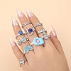 10Pcs Alloy Rhinestone Cuff Rings PW-WG9C575-01-1