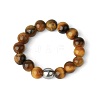 4MM Round Natural Tiger Eye Beaded Stretch Rings VM0712-2-1