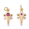 Brass Micro Pave Cubic Zirconia Tiny Cross Charms ZIRC-G168-54G-01-2