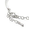 Infinity Heart Brass with Clear Cubic Zirconia Cuff Bangle with Safety Chains LS-BJEW-L683-02P-3