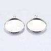 Tarnish Resistant 304 Stainless Steel Pendant Cabochon Settings X-STAS-I069-37-25MM-1