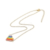 Rainbow Color Japanese Seed Braided Heart Pendant Necklace with 304 Stainless Steel Chains for Women NJEW-MZ00007-3