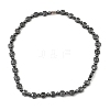 Hexagon with Skull Synthetic Non-Magnetic Hematite Beaded Necklaces for Women Men NJEW-E097-07-1