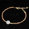 Handmade White Round Shell Pearl and Faceted Round Glass Beaded Bracelets for Women YN0122-4-1