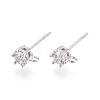 925 Sterling Silver Micro Pave Clear Cubic Zirconia Stud Earring Findings STER-N016-58A-P-1