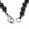 Natural Dyed & Heated Black Agate Pendant Necklaces NJEW-T006-06-4