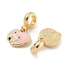 Rack Plating Alloy Enamel Heart with Dog European Dangle Charms FIND-B034-50G-2