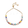 Evil Eye Enamel Link Bracelets for Girl Women BJEW-F417-17I-G-RS-1