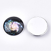 Starry Sky Pattern Printed Glass Cabochons GGLA-N004-25mm-D79-2