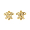 Leaf Brass Micro Pave Clear Cubic Zirconia Stud Earring Findings KK-D102-04G-1