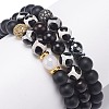 3Pcs 3 Style Natural Ebony Wood & Mixed Gemstone Stretch Bracelets Set BJEW-JB08834-5