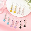 Natural Gemstone & Alloy Enamel & Iron Dangle Earrings for Women EJEW-JE07405-1
