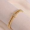 Brass Micro Pave Clear Cubic Zirconia Beads Double Strands Stretch Bracelets for Women FS-WGC7159-24-1