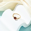 Copper Wired Natural Amber Finger Rings for Women RJEW-JR01052-02-1