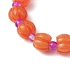 Halloween Pumpkin Resin & Glass Beaded Stretch Bracelets for Women Men BJEW-JB10850-4