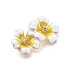 Double Flower Alloy Gold Enamel Pin Brooches JEWB-C037-01KCG-2