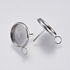 Non-Tarnish 201 Stainless Steel Stud Earring Settings STAS-I097-023-14mm-1