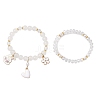 2Pcs 2 Styles Glass Round Beads Stretch Bracelets BJEW-JB11867-2