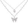 Butterfly Alloy Crystal Rhinestone Pendant Double Layer Necklaces for Women WGB64F3-01-2