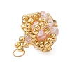 Glass Seed Beaded Crown Pendants PALLOY-MZ01042-05-4