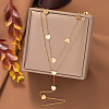 304 Stainless Steel Heart Link Double Layer Chain Y Necklaces for Women NJEW-C088-03G-1