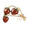 KC Gold Plated Alloy Crystal Rhinestone Fruit Brooches JEWB-L017-03KCG-1