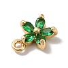 Brass Cubic Zirconia Flower Charms KK-O141-01G-06-3