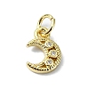 Moon Theme Brass Micro Pave Clear Cubic Zirconia Charms KK-H475-57G-03-1