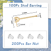 DICOSMETIC 100Pcs Brass Cubic Zirconia Stud Earring Findings KK-DC0001-12-2