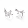 Brass Micro Pave Clear Cubic Zirconia Cuff Earrings KK-T074-38P-3