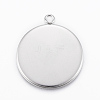 Tarnish Resistant 304 Stainless Steel Pendant Cabochon Settings STAS-E146-18P-30mm-2