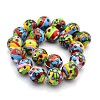 Multi-Color Handmade Lampwork Round Beads LAMP-O008-03-2