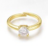 Brass Micro Pave Clear Cubic Zirconia Solitaire Rings LS-RJEW-N031-13G-1