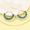304 Stainless Steel & Bohemian Beaded Fan Hoop Earrings for Women EJEW-R001-01G-01-5