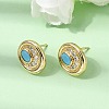 Brass Micro Pave Cubic Zirconia Stud Earrings EJEW-G471-13G-05-3