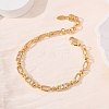 Oval & Paperclip Brass Micro Pave Cubic Zirconia Link Chain Bracelets for Women BJEW-D458-01G-02-1