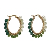 Dyed Natural Malaysia Jade Rondelle Bead & 201 Stainless Steel Hoop Earrings EJEW-JE07415-01-3