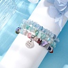 3Pcs 3 Styles Natural Aquamarine & Flower Amazonite Chips Stretch Bracelets Sets BJEW-JB11076-01-3