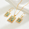 Rectangle Synthetic Turquoise Dangle Earrings & Pendant Necklaces Set YJ4866-1