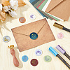 Brass Wax Seal Stamp with Wood Handle AJEW-WH0412-0346-4