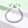 304 Stainless Steel with Clear Cubic Zirconia Link Chain Bracelets BJEW-G754-03P-01-2