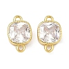 Brass Pave Cubic Zirconia Square Connector Charms KK-P348-06G-05-1